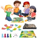 Set of children and board game illustration